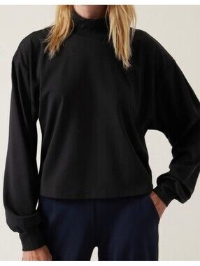 Athleta Venice Sweatshirt Black Croppee Womens Small